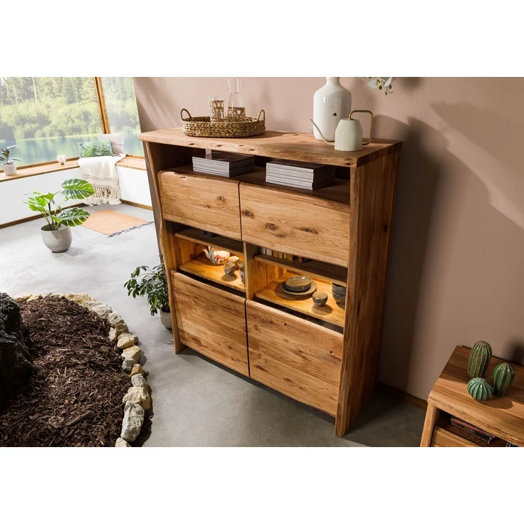 Highboard Wildeiche 131x45x147 natur geölt PURE OAK #105 – Bild 2