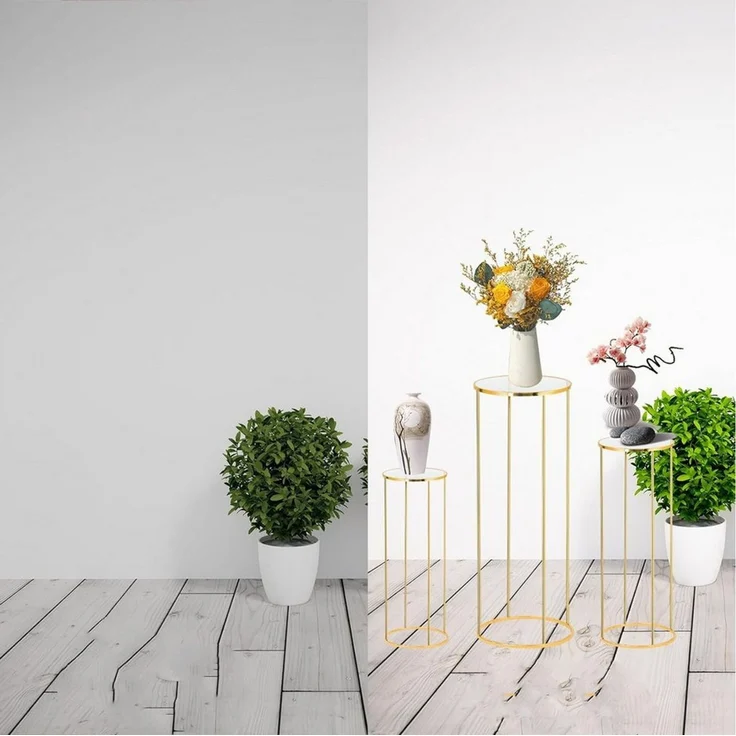 GarveeMore Blumenständer 4pcs Gold Metall Anlage Ständer, Zylinder Pedestal Ständer – Bild 2