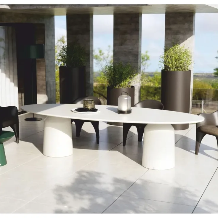 Casa Padrino Luxus Garten Esstisch Matt Weiß 300 cm - Garten & Hotel Möbel