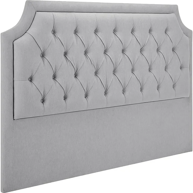 Vente-unique - JOHENE Bettkopfteil und Bettbrücke Stoff Grau - B 8 cm x H 110 cm x L 200 cm – Bild 3