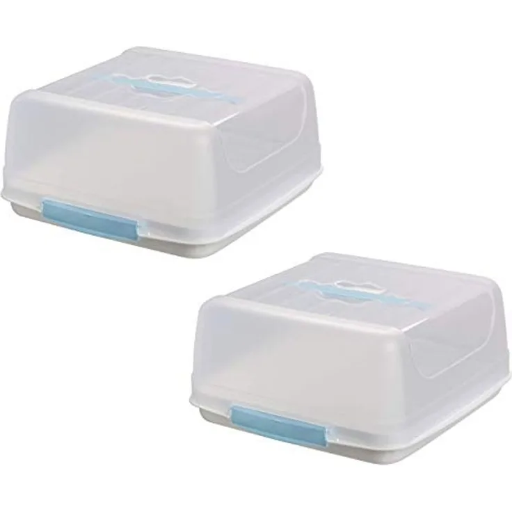 Engelland Kuchentransportbox Kleine Kuchenbox mit transparentem Deckel, Kunststoff, (Vorteils-Set, 2-tlg, sicheres Transportieren), mit Tragegriff und Klickverschluss, BPA-frei, rechteckig, Kunststoff