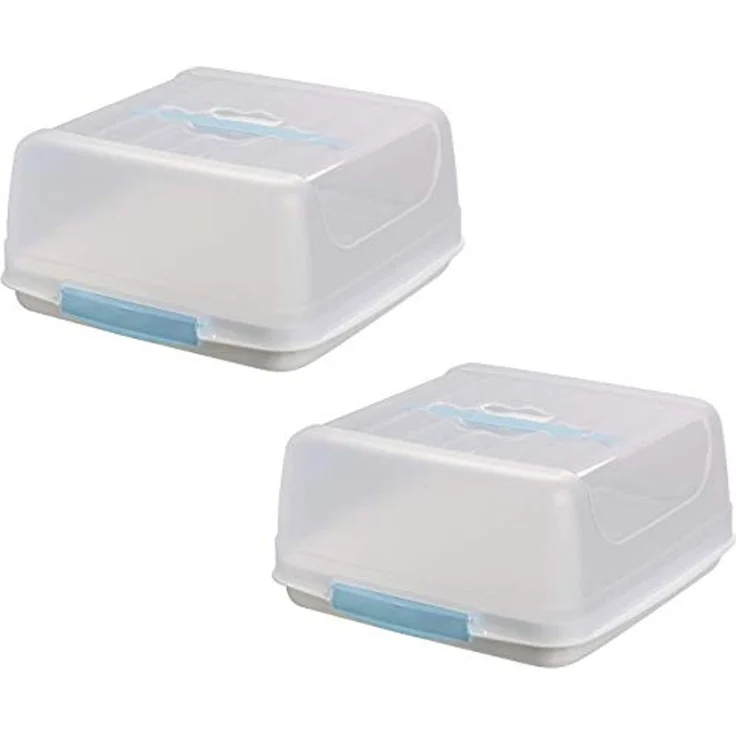 Engelland Kuchentransportbox Kleine Kuchenbox mit transparentem Deckel, Kunststoff, (Vorteils-Set, 2-tlg, sicheres Transportieren), mit Tragegriff und Klickverschluss, BPA-frei, rechteckig, Kunststoff – Bild 1