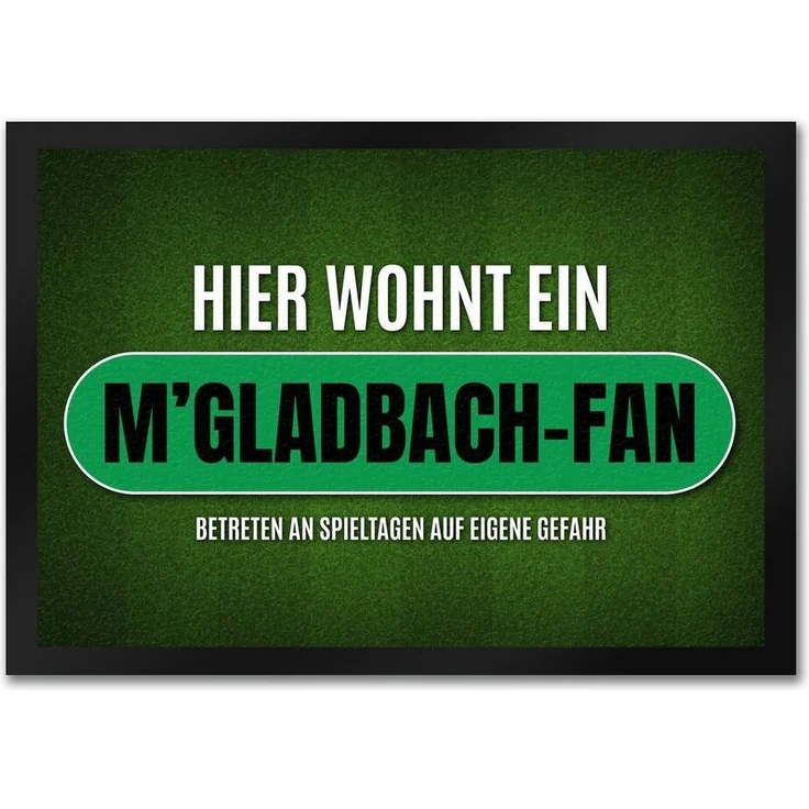 speecheese Fußmatte Hier wohnt ein M'Gladbach Fan Fußmatte mit Rasen Motiv Fußball – Bild 3