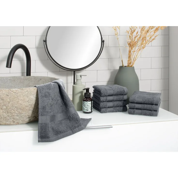 OTTO home Gästehandtücher Vanessa, 8 Gästehandtücher, 30x50cm, in Standard- und Premium-Qualität, Walkfrottee (Set, 8-St), Handtücher mit Bordüre, 100% Baumwolle, einfarbig, weich