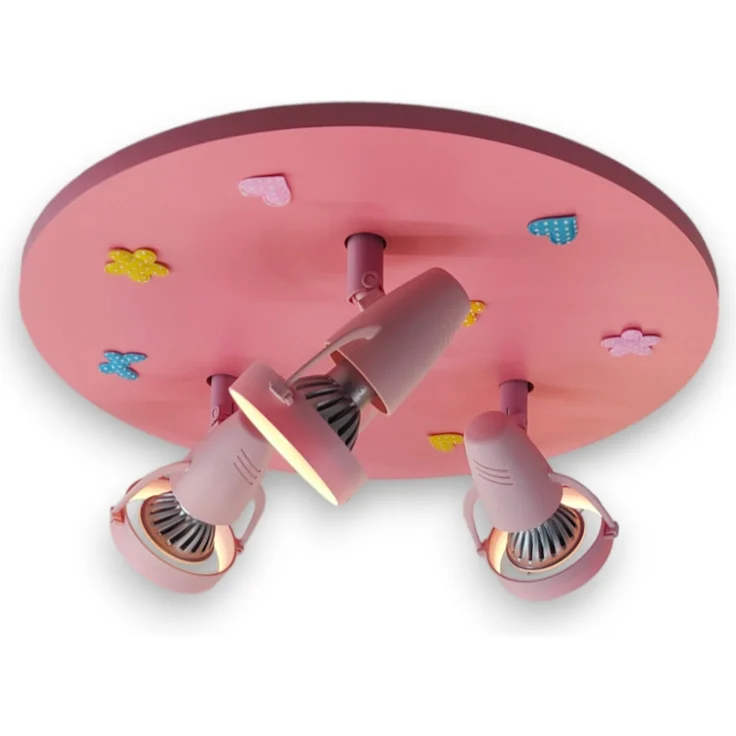 Coole Deckenlampe Natur Motive für Kinderzimmer 3 flammig schwenkbar Rosa Ø 35cm – Bild 2