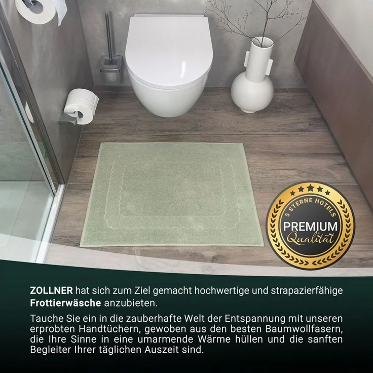 ZOLLNER 2er Set Badematten - weiche und saugstarke Duschvorleger - waschbar bis 95°C - Baumwolle - 50x70 cm in lindgrün – Bild 3