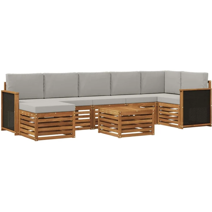 vidaXL Outdoor-Sofagarnitur 8 stk. 8-Sitzer Natur und Hellgrau 3384642 – Bild 2
