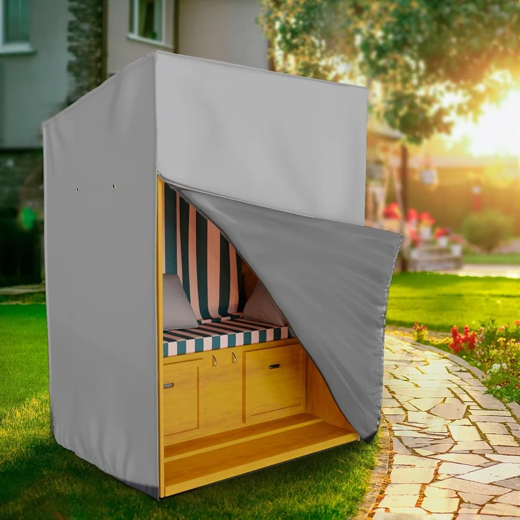 Kronenburg Strandkorb-Schutzhülle Wasserdicht & winterfest, für alle Strandkörbe, 420D Oxford Gewebe, 135x105x175cm, 2 Reißverschlüsse, Belüftungslöcher – Bild 6