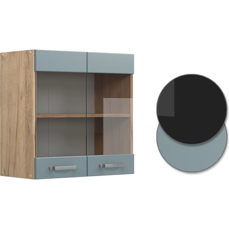 Küchenglasschrank R-Line Blau-Grau 60 cm Vicco – Bild 6