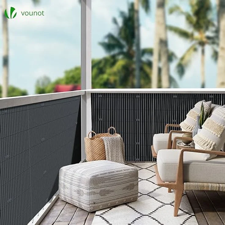 VOUNOT PVC Sichtschutzmatte 90x300 cm Verstärkung Innen, Sichtschutz für Garten Balkon Terrasse Zaun, Sichtschutzzaun Balkonverkleidung Windschutz, Grau – Bild 7