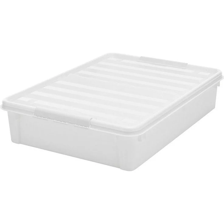 SmartStore Bettroller 60L mit Deckel und Rollen, transparent weiss – Bild 5