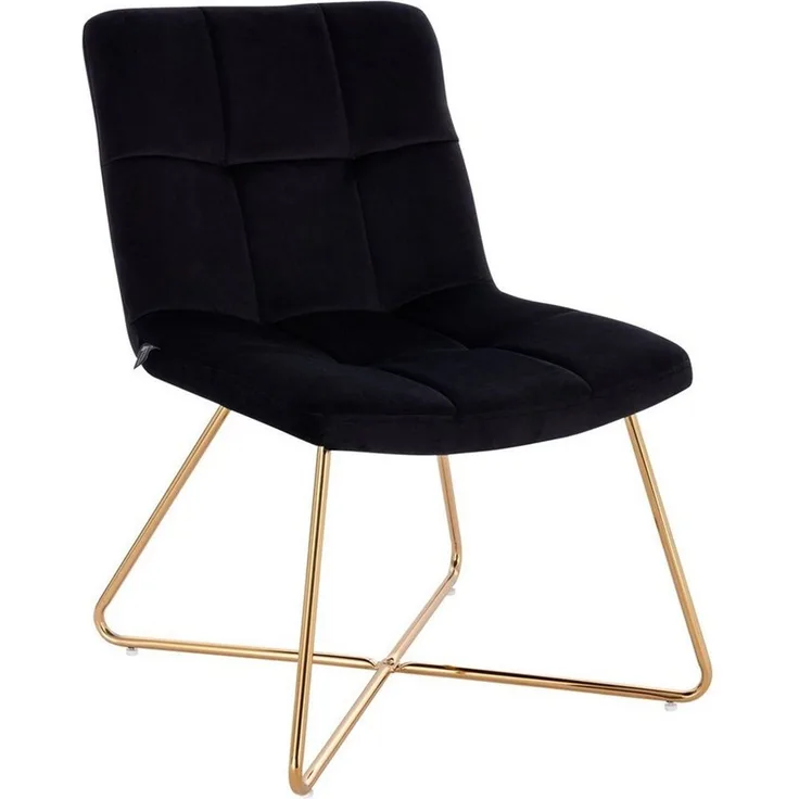 SVITA Loungesessel LYNN (1-St, Clubsessel), Cocktailsessel, ohne Armlehnen, Goldene Beine, Samt, Grau