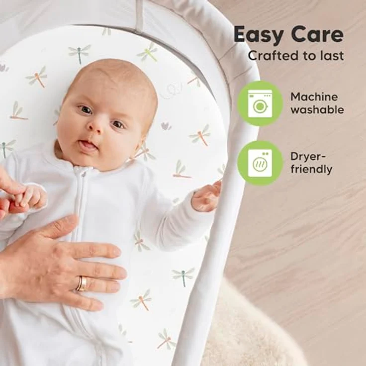 2-Pack Bio Spannbettlaken Babybett für Mädchen, Jungen - 100% Baumwolle Spannbettlaken Kinderwagen, Spannbettlaken Stubenwagen & Wiegen Matratze Bezug, Unisex Beistellbett Spannbettlaken (Meadow) – Bild 8
