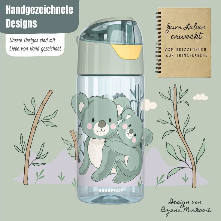BEARFOOT Trinkflasche Trinkflasche Kinder, leichte Wasserflasche - Koala sage – Bild 3