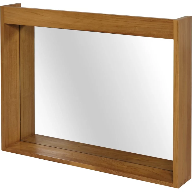 Teak-Wandspiegel HWC-M75, Badspiegel, Holzrahmen, hochwertiges B-Grade-Teak (Kernholz, 20-30 Jahre), 77x100cm – Bild 8