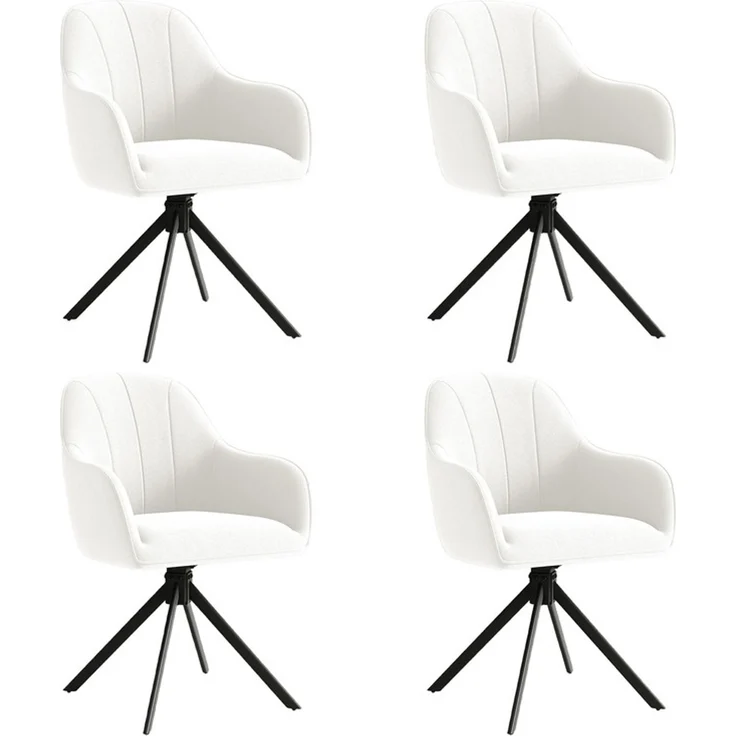 Hawthyhome 4-Fußstuhl Esszimmerstuhl drehbar mit Armlehne, 360° Drehfunktion, Leinenbezug, stabiles schwarzes Metallgestell, moderner Küchenstuhl für Esszimmer, Wohnzimmer, Büro & Homeoffice, Weiß – Bild 7