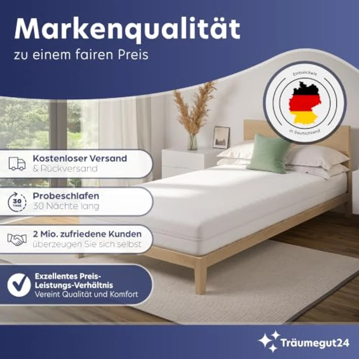 Träumegut24 AquaFlex 7-Zonen Kaltschaummatratze 80x200cm, 22cm, H2 | Ergonomisch, Bezug abnehmbar & waschbar, Hypoallergen & Antibakteriell, OEKO-TEX Standard 100 – Bild 8