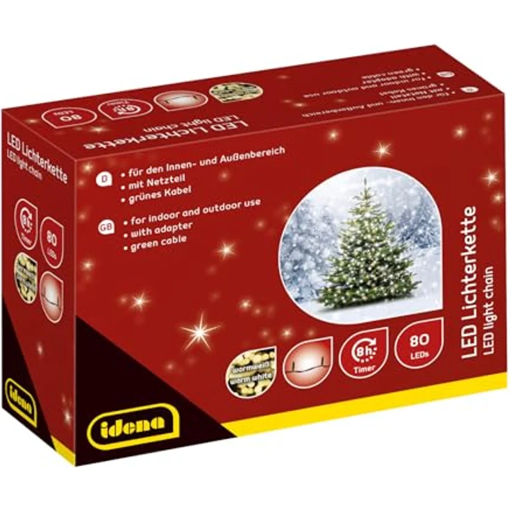 Idena LED-Lichterkette Idena Lichterkette 80 LED warmweiß 8h Timer 15,9m – Bild 2