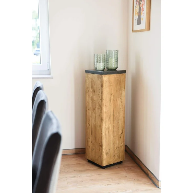 VIVANNO Blumenständer Podest Säule Dekosäule Recycling Holz, Hellbraun – Bild 7