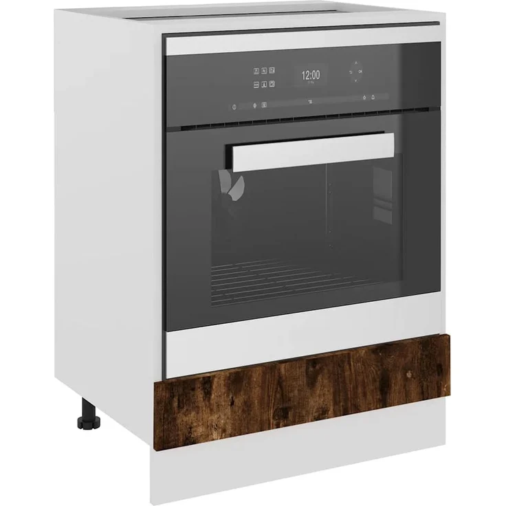 Herdumbauschrank, Küchenschrank Lyon Räuchereiche 60x46x81,5 cm Holzwerkstoff – Bild 4