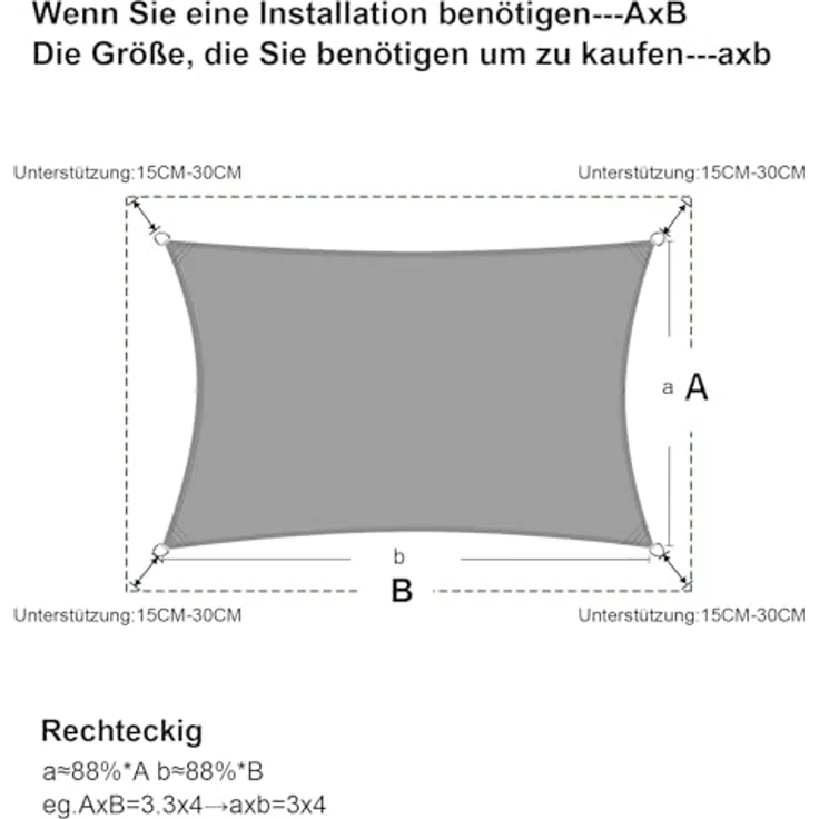 SUNNY GUARD Sonnensegel Wasserdicht 2.5x3.5m Rechteckig Sonnenschutz Wetterschutz Segel Baldachin UV Schutz für Balkon Terrasse Garten, Creme – Bild 5