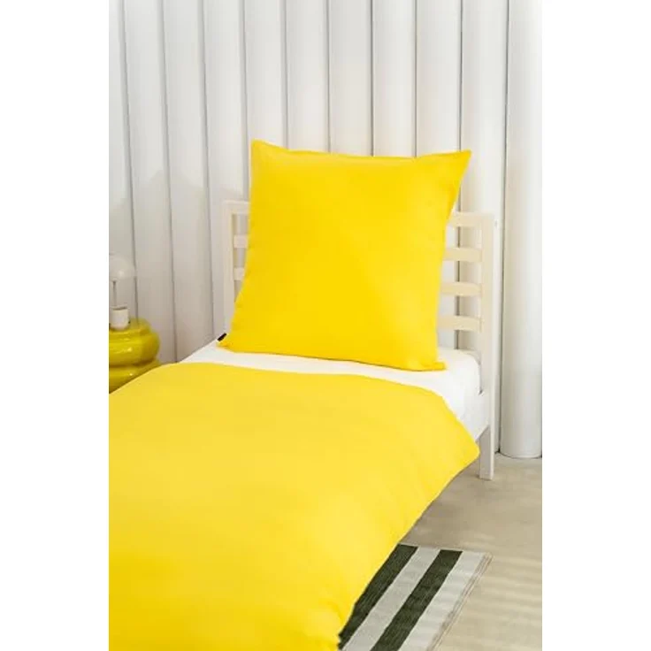 Brielle Bettwäsche Renforcé Set aus 100% Baumwolle - 135x200 cm - Gelb/Blau/Schwarz/Grau, 2 teilig, Mit Reißverschluss, 100% Baumwolle – Bild 6