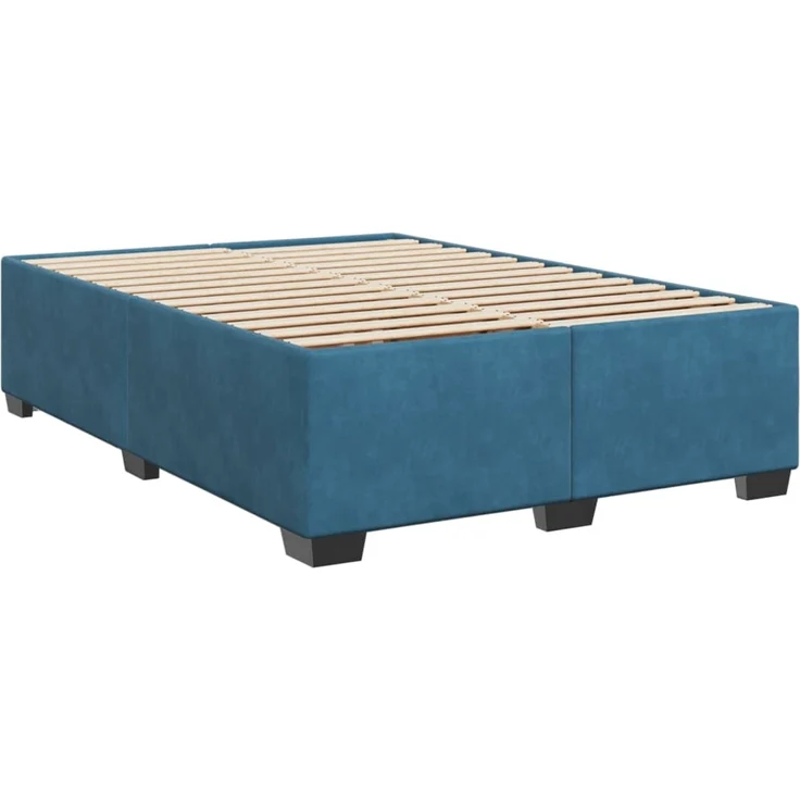vidaXL Boxspringbett mit Matratze Dunkelblau 140x200 cm Samt 3285291 – Bild 5