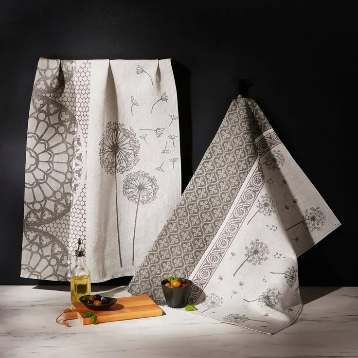 Erwin Müller Geschirrtuch Geschirrtuch 2er-Pack, Halbleinen Blumen – Bild 2