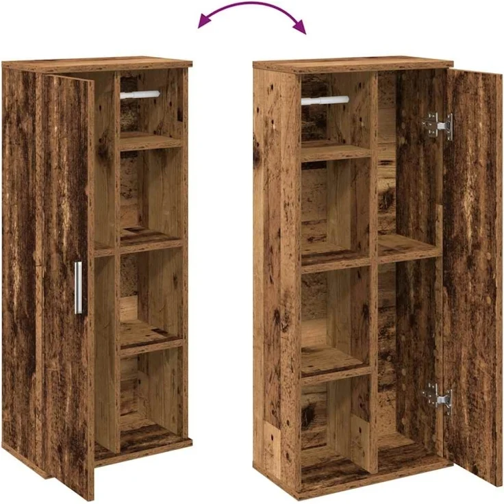 Badezimmerschrank mit Rollenhalter Altholz-Optik 39 x 22 x 90 cm – Bild 2