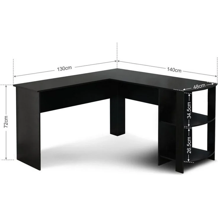 Mondeer Eckschreibtisch L-Computertisch, L-Förmig Schreibtisch mit 2 abgerundeten Ablagen, Schwarz – Bild 3