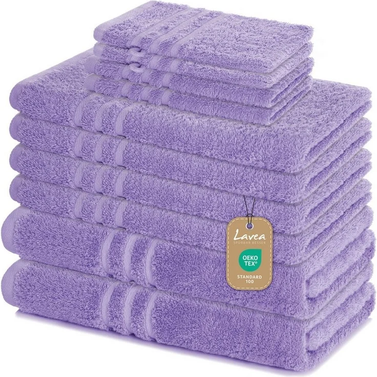 Lavea Handtuch Set Elena, Duschtücher, Handtücher, Gästetücher, Waschhandschuhe, 100% Baumwolle (Set, 10-St), Frottierserie, weich & saugstark, pflegeleicht, 500 g/m² Frottier – Bild 2