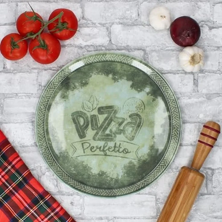 MamboCat Pizzateller 4x Perfetto Pizzateller Grün Ø 31,5 cm 4 Personen Porzellan Pizza – Bild 5