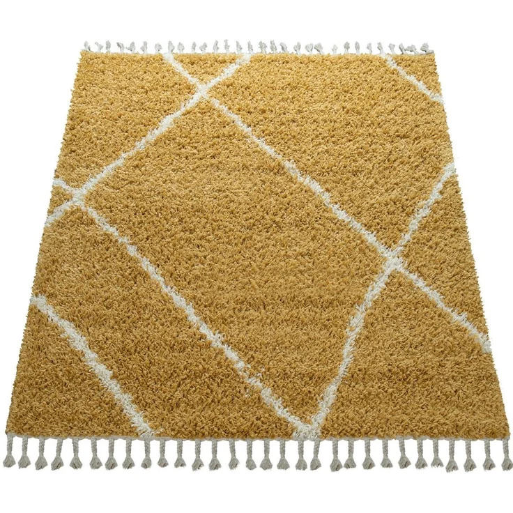 Paco Home Hochflor-Teppich Helsinki 531, rechteckig, Höhe: 45 mm, weicher Hochflor-Shaggy, Scandi Design, mit Fransen