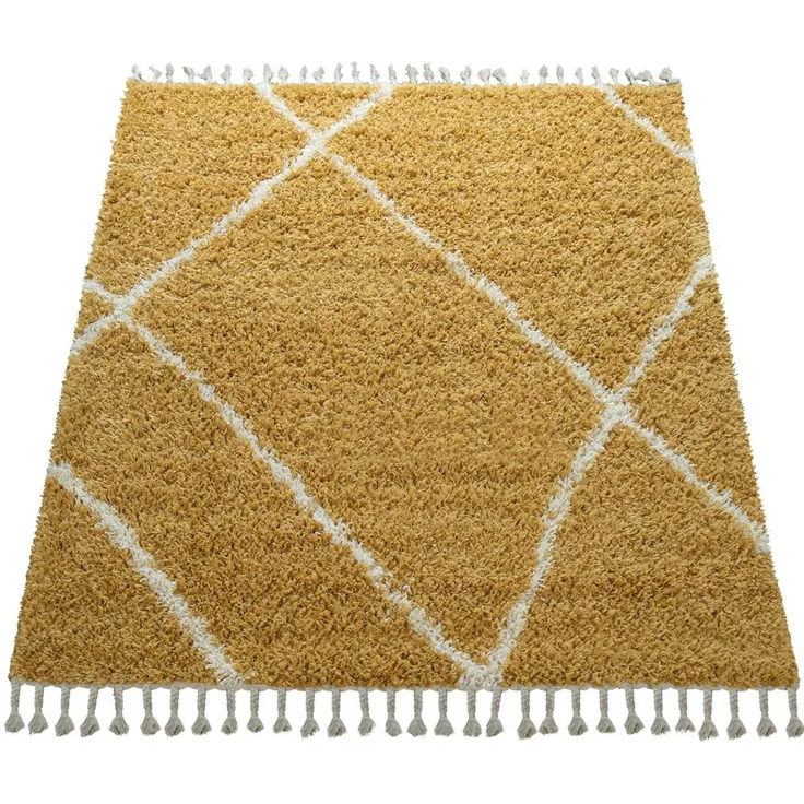 Paco Home Hochflor-Teppich Helsinki 531, rechteckig, Höhe: 45 mm, weicher Hochflor-Shaggy, Scandi Design, mit Fransen
