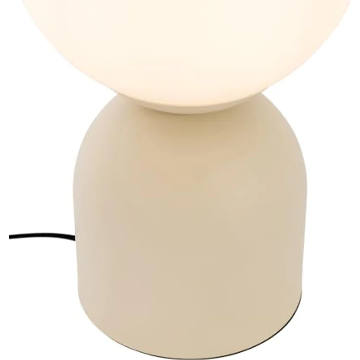 QAZQA Hotel-Chic-Tischlampe Pallon Trend, beige mit Opalglas, dimmbar, E27, kugelförmig, Stahl, für Wohnzimmer und Schlafzimmer – Bild 5