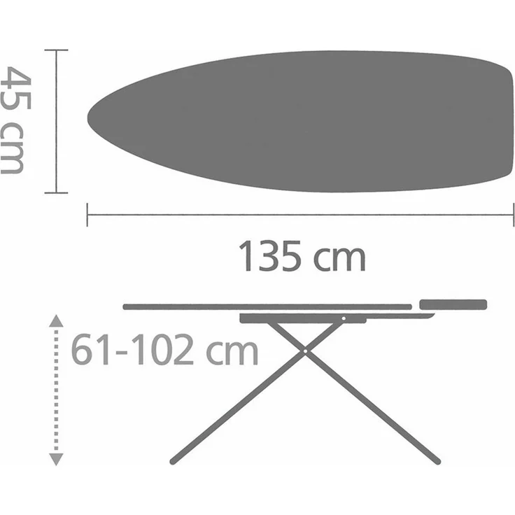 Brabantia Bügelbrett Bügeltisch D, 135 x 45 cm, hitzebeständige Parkzone, Bügelfläche 135x45 cm, Fairtrade-zertifiziert – Bild 3