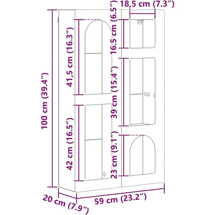 vidaXL Hängeschrank mit Regal Schwarz 59 x 20 x 100 cm Holzwerkstoff 891365 – Bild 10