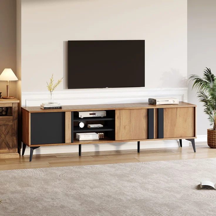 Merax 180 cm Rustikales Braun-TV-Schrank, Lowboard,TV-Board, TV-Kommode – Bild 6