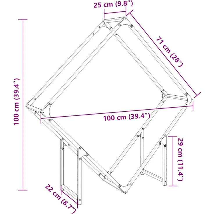vidaXL Brennholzregal Olivgrün 100x25x100 cm Kaltgewalzter Stahl 864290 – Bild 10