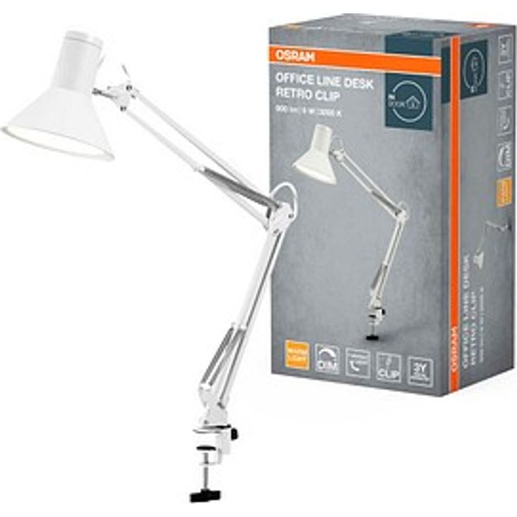 OSRAM Office Line Desk Retro Clip, LED Tischlampe mit Tischklemme, 9 W, warmweiß, dimmbar, schwenkbar