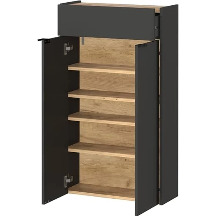 Germania Hängender Mehrzweckschrank 1397-549 GW-Ameca, in Graphit/Eiche, geringe Tiefe, optimal für schmale Flure, 56 x 97 x 22 cm (BxHxT) – Bild 5