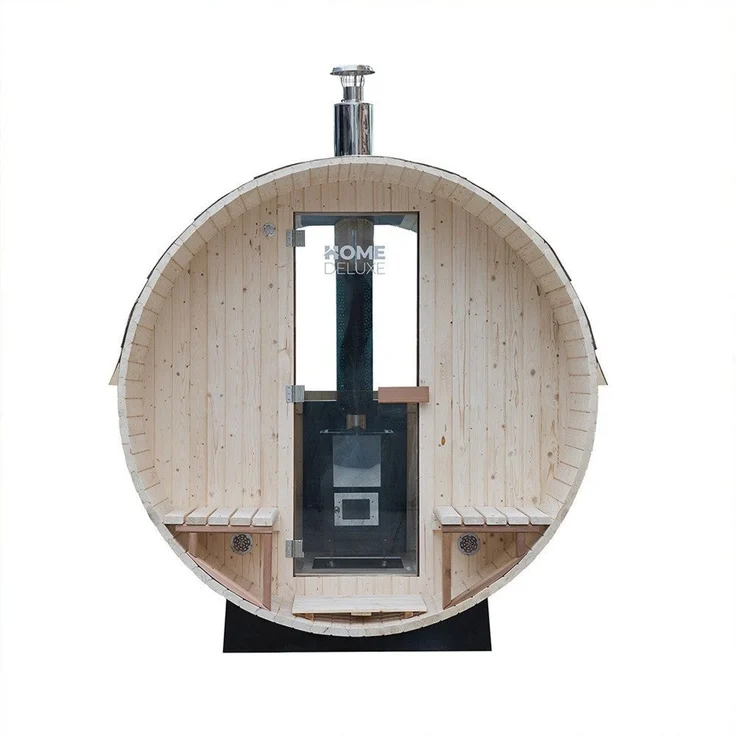 XXL Luxus Outdoor Fasssauna 210x240 cm SET Sauna inkl. Holzofen 4-6 Pers. – Bild 3