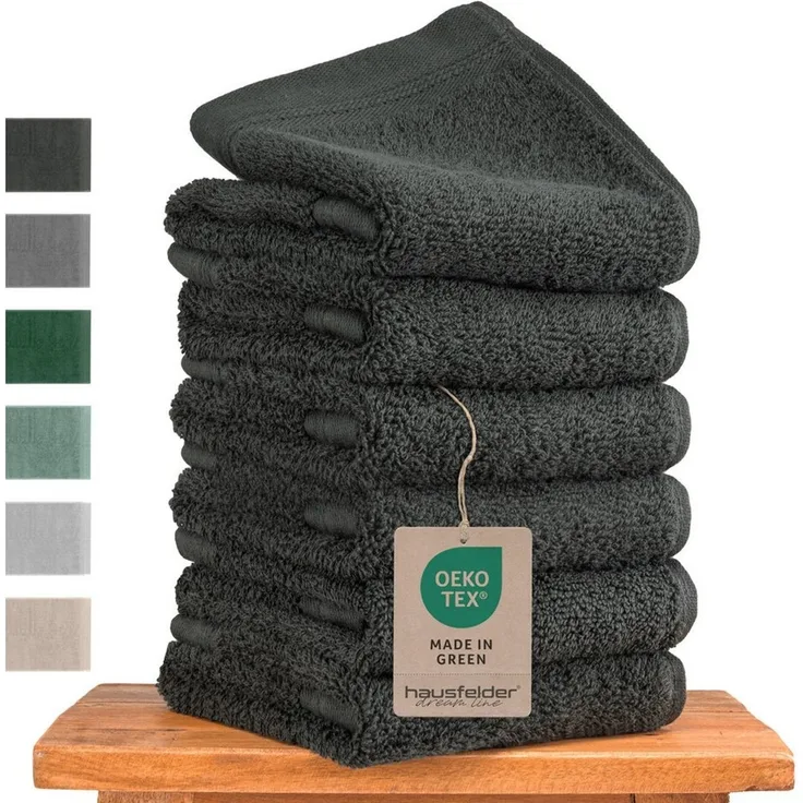 Hausfelder Handtücher Handtücher Set (Anthrazit, 6 Gästehandtücher 50x30cm), (Set, 6-St), Maschinenwaschbar bis 60°C, bügelfrei und trocknergeeignet.