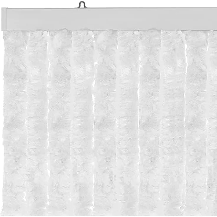 Moritz Flauschvorhang aus Chenille 100 x 200 cm weiß Türvorhang als Fliegenschutz Insektenschutz für Camping Wohnwagen – Bild 1