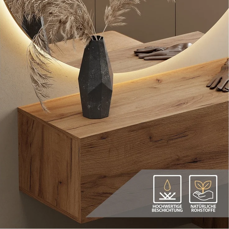 Planetmöbel Garderoben-Set Hängeschrank WEST 100 cm gold eiche, (Garderobenschrank, Wandgarderobe hängend oder stehend), in verschiedenen Farben – Bild 2