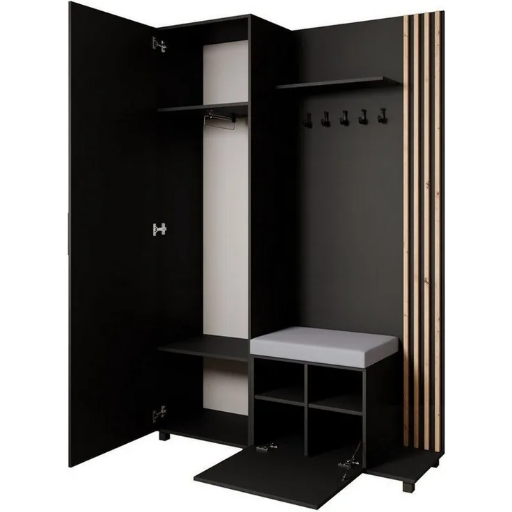Beautysofa Garderoben-Set Livia – Design, Funktion und Ordnung in Perfektion, (Geräumiger Schuhschrank, mit praktischer Kleiderstange)