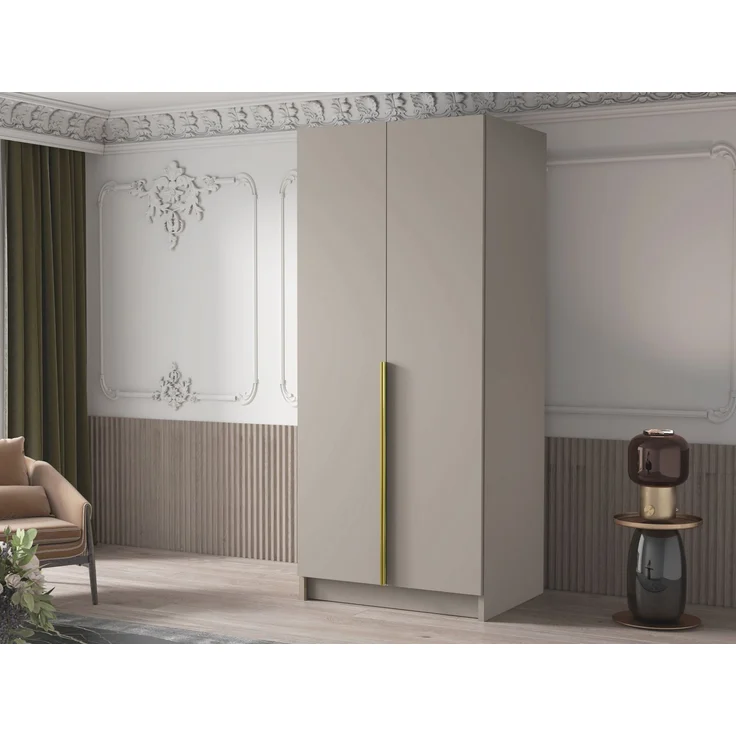 Drehtürenschrank Borton I, Kleiderschrank mit 2 Türen (Farbe: Cashmere / Cashmere + Gold) – Bild 3