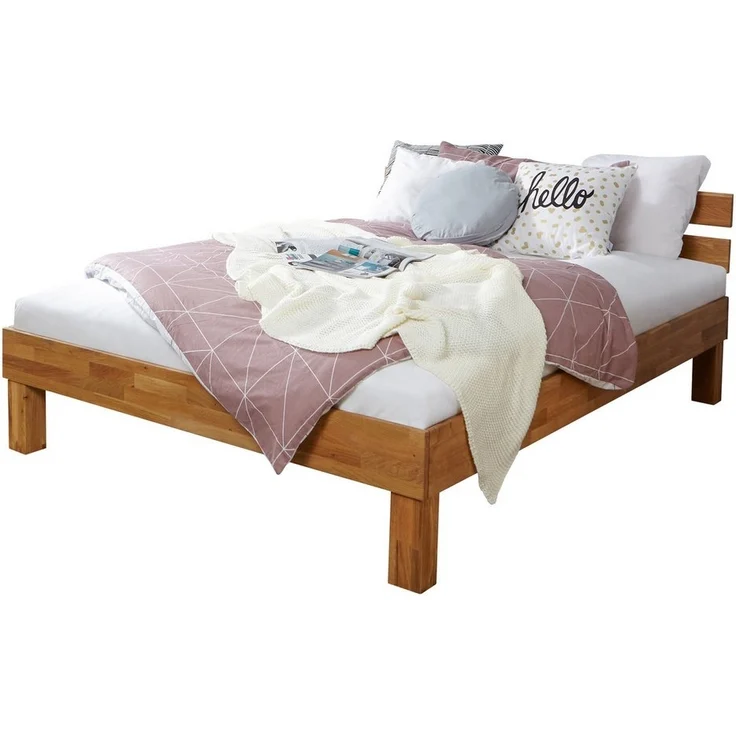 Ticaa Bettgestell Eiche Bett "Luis" massiv Einzelbett Futonbett – Bild 5
