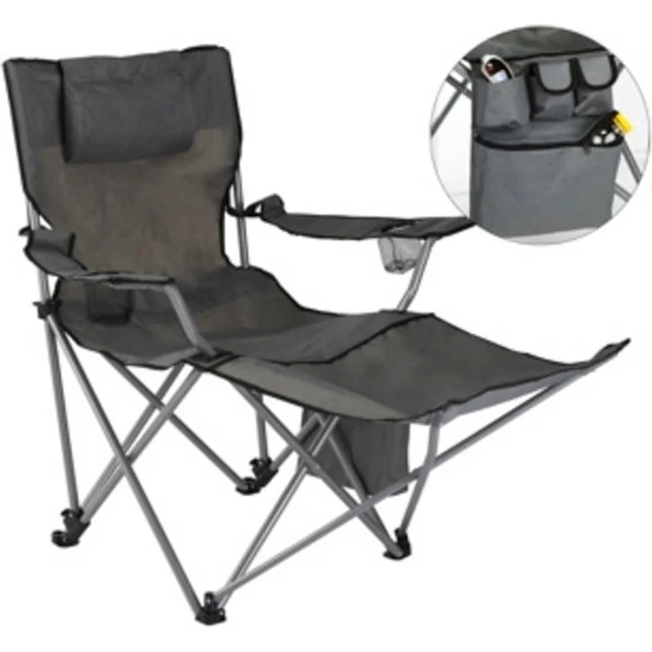 HI Luxus Campingstuhl mit Fußstütze Anthrazit 423912 – Bild 2