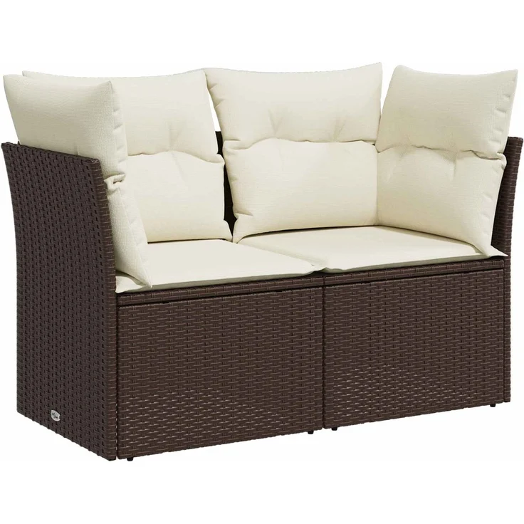 vidaXL Sofa Set 8 stk. Braun und Creme Weiß Polyrattan und Stahl 3448272 – Bild 3